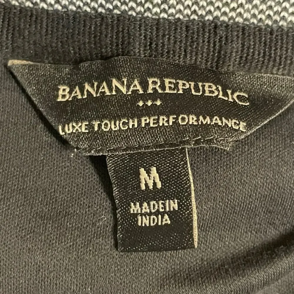 Banana Republic Luxe Touch Black Short Sleeve Performance Polo Shirt Top Size M